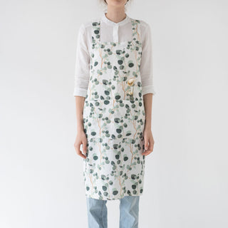 Eucalyptus Linen Crossback Apron - Linen Tales 