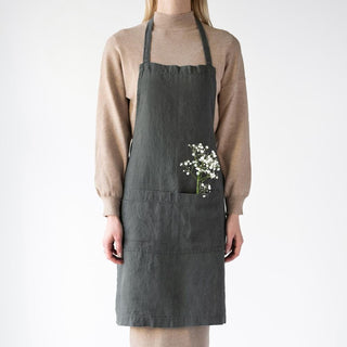 Forest Green Linen Daily Apron - Linen Tales 1