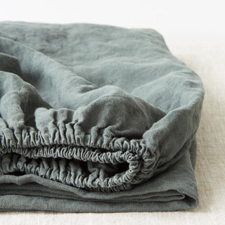 Forest Green Linen Fitted Sheet - Linen Tales 1