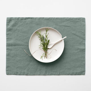 Green Milieu Washed Linen Placemat 