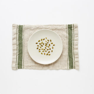 Green Stripe Vintage Linen Placemat - Linen Tales USA 