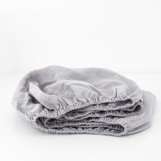 Kids Light Grey Linen Fitted Sheet - Linen Tales 