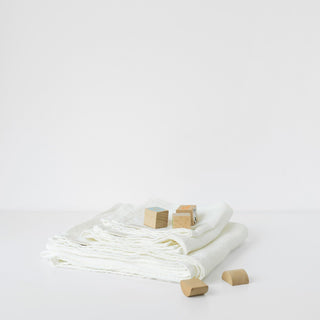 Kids White Linen Fine Waffle Towel - Linen Tales 