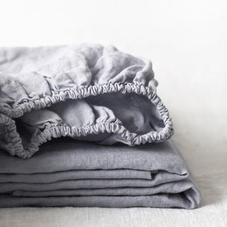 Light Grey Linen Fitted Sheet - Linen Tales 