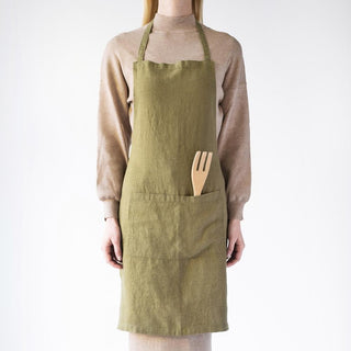 Martini Olive Linen Daily Apron - Linen Tales 