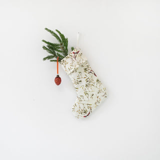 Mistletoe Linen Christmas Stocking - Linen Tales USA 