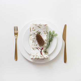 Mistletoe Linen Napkins Set of 2 - Linen Tales USA 