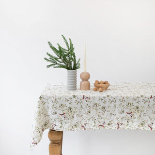 Mistletoe Linen Tablecloth - Linen Tales USA 