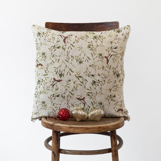 Mistletoe on Natural Linen Cushion Cover - Linen Tales USA 