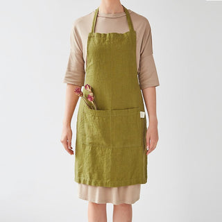 Moss Green Linen Daily Apron - Linen Tales 1