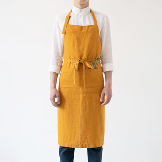 Mustard Linen Chef Apron - Linen Tales 