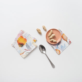 Orange Flow Linen Coasters Set of 4 - Linen Tales 