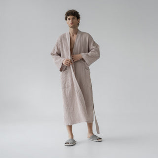 Powder Linen & Cotton Honeycomb Waffle Bathrobe - Linen Tales 
