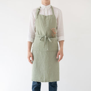 Sage Linen Chef Apron - Linen Tales 