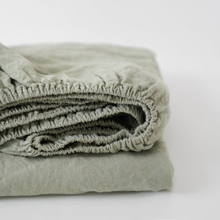 Sage Linen Fitted Sheet - Linen Tales 