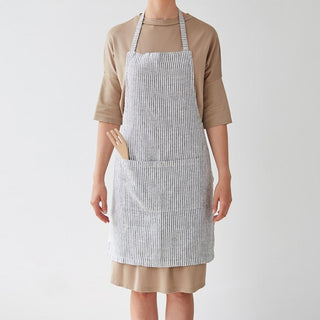 Thin Black Stripes Linen Daily Apron - Linen Tales 