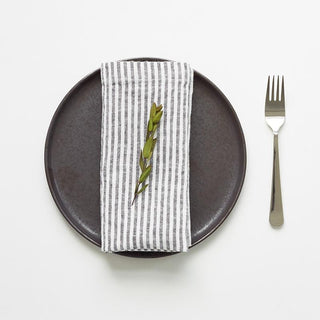 Thin Black Stripes Linen Napkins Set of 2 - Linen Tales 